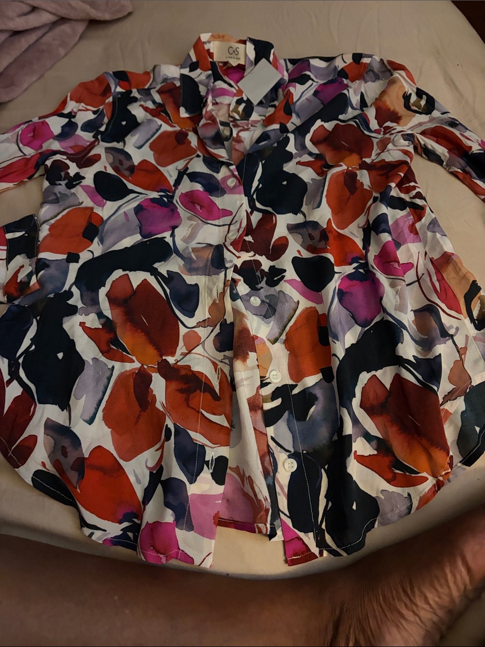cloth & stone Multicolor Floral Watercolor Button-Up Blouse